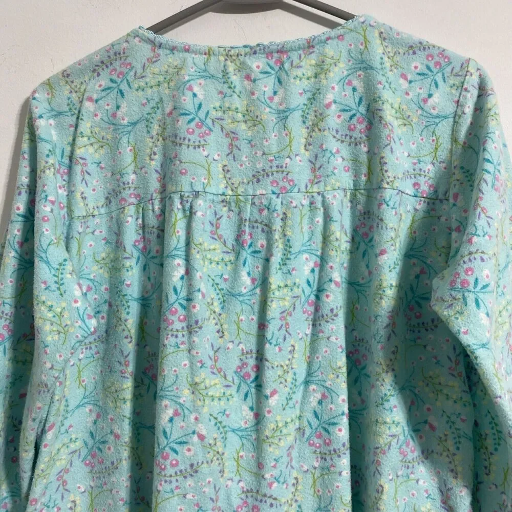 La Cera Nightgown Women's S Flannel Pockets Floral Grandma Cottagecore Peasant - Picture 13 of 16